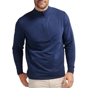 Tasc Performance Mens Large Navy Blue Bamboo Organic Cotton Quarter Zip Pullover